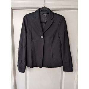 Eileen Fisher Petite Black Viscose Silk Blend Single Button Blazer Jacket small